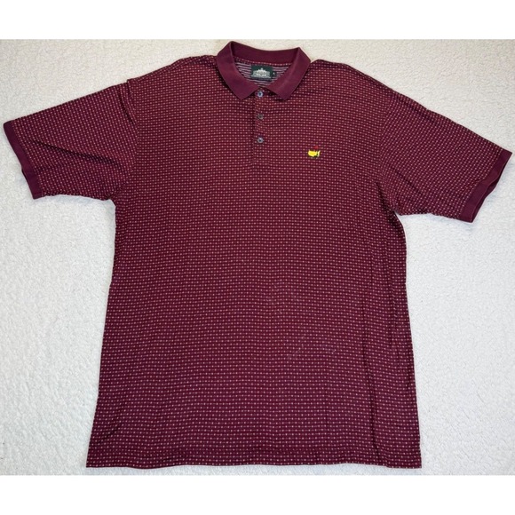 Masters Other - Clubhouse Collection Masters Golf Polo Shirt Mens XL Burgundy Micro Print Logo